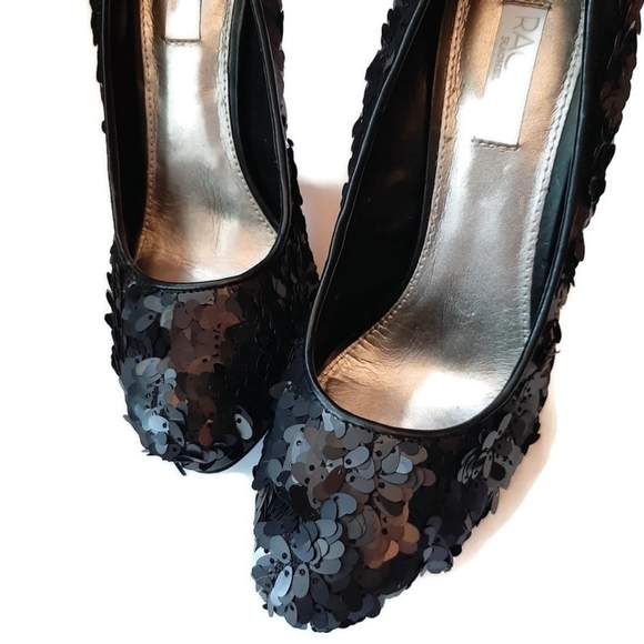 black bagettes Keedan sculptured modern sculptural platform high heels sz 6.5 - Picture 4 of 10